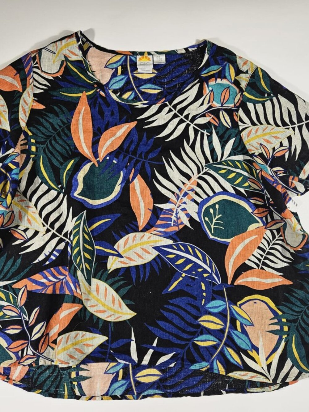 C&C California 100% Linen Tropical Print Top – Size 3XL